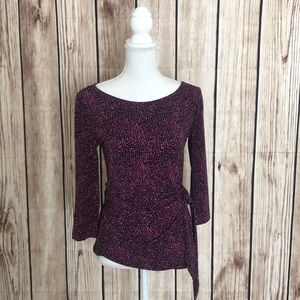 Ann Taylor Pink and Black Patterned Top